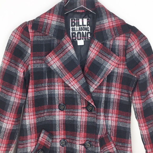 Billabong Plaid Wool Blend Jacket - Small - Picture 3 of 8